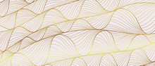 Luxury Golden Wallpaper. Line Arts Background, Art Deco Pattern, Vip Invitation Background Texture For Print, Fabric, Packaging Design, Invite. Vintage Vector Illustration