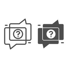 Poster - two dialogue bubble with question line and solid icon. customer service chat symbol, outline style p