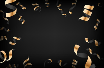 Poster - Luxury background with golden falling confetti on dark background