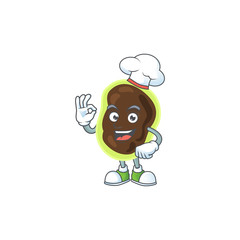 Wall Mural - Firmicutes chef cartoon drawing concept proudly wearing white hat