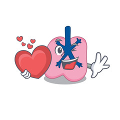 Poster - A sweet lung cartoon character style holding a big heart