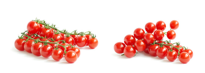 Wall Mural - bunch of fresh cherry tomato on white background