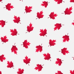 falling red maple leaves seamless pattern. canada day, july 1st celebration concept. flying autumn f