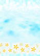 プルメリアの花と海　夏の海の背景素材（縦）
