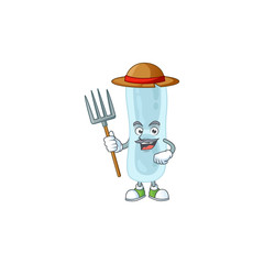 Wall Mural - Caricature picture of Farmer klebsiella pneumoniae with hat and pitchfork