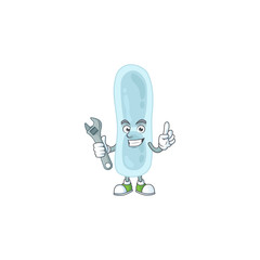 Wall Mural - A smart mechanic klebsiella pneumoniae cartoon mascot design fix a broken machine