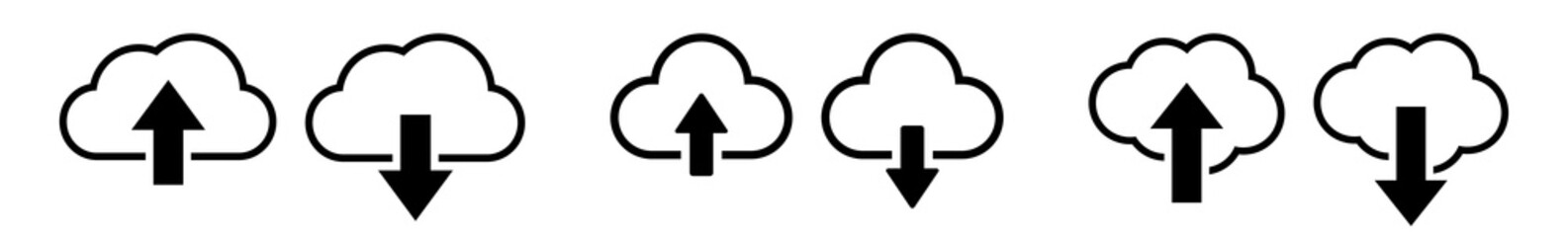 Wall Mural - cloud upload download icon black | clouds arrow up down illustration | computing storage symbol | se