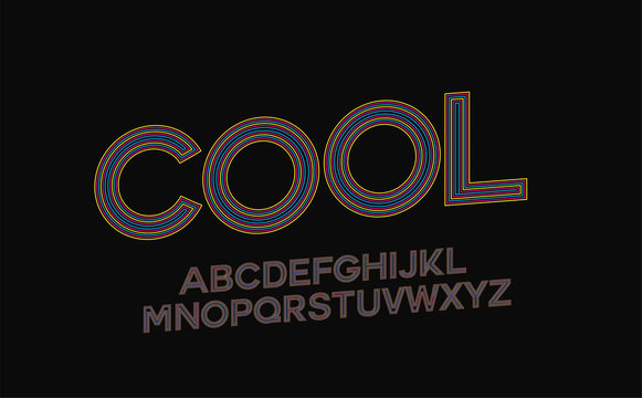 Colorful alphabet font. Letters, numbers and symbols.
