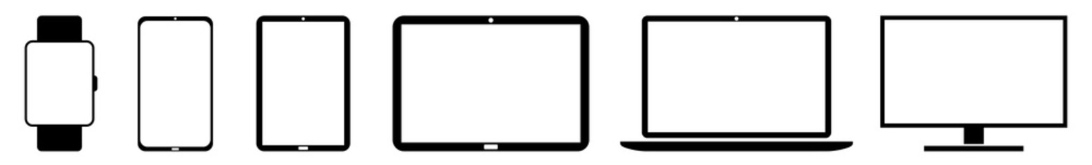 Wall Mural - electronic device icon black | devices illustration | screen display technology symbol | laptop logo
