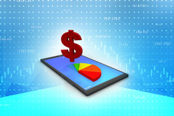 Poster - 3d rendering usd Dollar symbol with mobile phone
