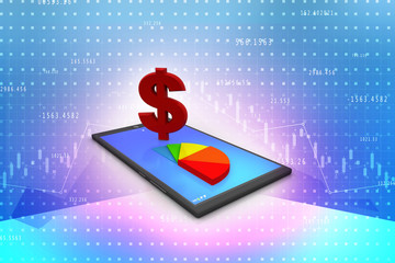 Poster - 3d rendering usd Dollar symbol with mobile phone
