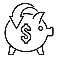 Poster - piggy bank cash back icon. outline piggy bank cash back vector icon for web design isolated on white