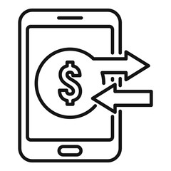 Poster - smartphone online cash back icon. outline smartphone online cash back vector icon for web design iso