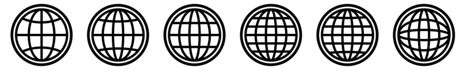 Wall Mural - world icon black | earth illustration | globe symbol | planet logo | world wide web sign | isolated 