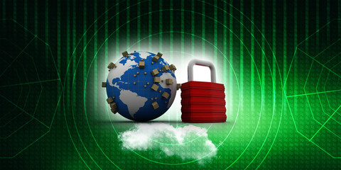 Poster - 3d rendering Cardboard boxes protected lock