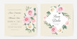 Wedding invitation card. Flower bouquet of white roses, pink painted with watercolor. Template Card Save the date.