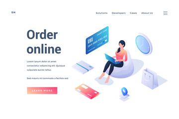 Poster - Vector banner advertising online order option in store