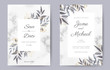 Wedding invitation card. The watercolor hand painted leaf with gold leaf and marble background. Template card set.