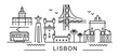 city of Lisbon in outline style on white 