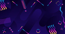 Abstract Geometric Ultraviolet Background. Modern Futuristic Style. Banner With Chaotic Geometric Shapes. Sparks And Rainbow Stripes.