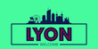 Lyon skyline silhouette flat design typographic vector illustration.