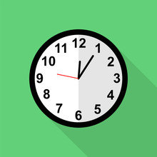 Classic Clock Icon, Five Minutes Past Twelve O'clock