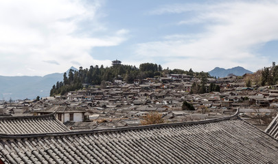 Wall Mural - Aerial view of Lijiang ancient city