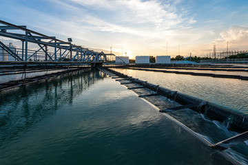 Wall Mural - Recirculation Solid contact Clarifier Sedimentation Tank in Water treatment plant. Microbiology of drinking water production and distribution concept