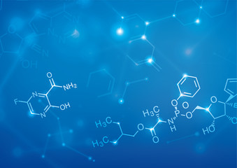 abstract blue background of chemical formula