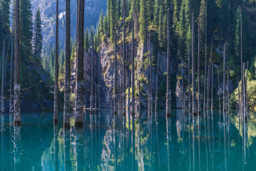 Poster - Kaindy lake - mountain lake in Kazakhstan