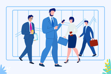  Business people walking. Business concept. Vector illustration concept.