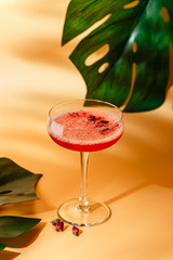 Pink Raspberry Cocktail in drink glass