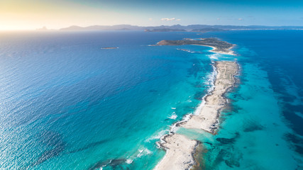 beaches with turquoise sea in the Formentera island