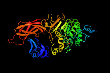 Sticker - Example of PLAT/LH2 domain, a protein domain found in a variety of membrane or lipid associated proteins. 3d rendering