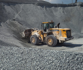 Poster - Front-end loader in a limestone quarry, close-up.