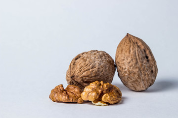 Two nuts on a white background