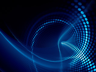 Aufkleber - Abstract dark background. Digital art fractal graphics. Composition of glowing lines and mosaic halftone effects. 3d illustration.