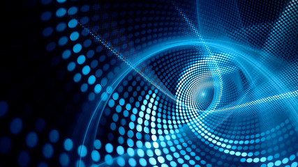 Fototapete - Abstract dark background. Digital art fractal graphics. Composition of glowing lines and mosaic halftone effects. 3d illustration.