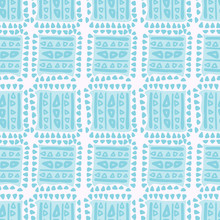Vector Seamless Vintage Pattern Of Traditional Textile Patchwork Blanket In Light Blue. Perfect For Textiles, Surfaces, Clothes, Backgrounds, Textures, Dresses And Shirts, Blankets, Sheets