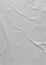 Glued Paper For Poster Texture. Blank White Crumpled And Wrinkled Paper Template For Background. Matted Wet Paper Wrinkled For Mockup Posters