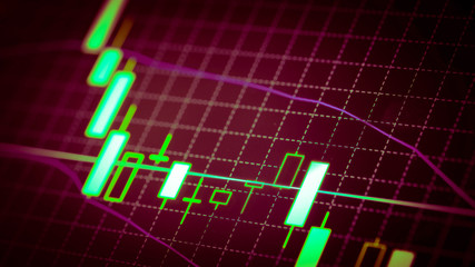 Candlestick chart Down trend of trading graph in graphic concept suitable for financial investment or Economic trends business idea and all art work design. Abstract finance background