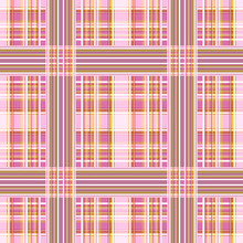Intricate Seamless Geometric Pattern Of Stripes And Squares, Checkered Print. Violet, Pink, Lavender, Ocher Colors.