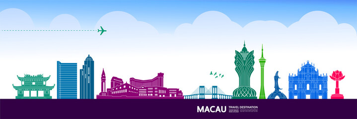 Fototapete - Macau travel destination grand vector illustration. 
