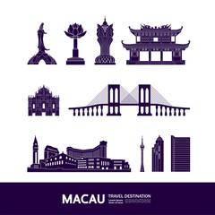 Wall Mural - Macau travel destination grand vector illustration. 