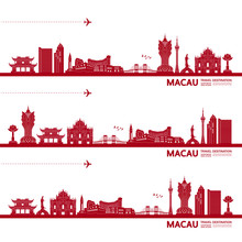 Macau Travel Destination Grand Vector Illustration. 