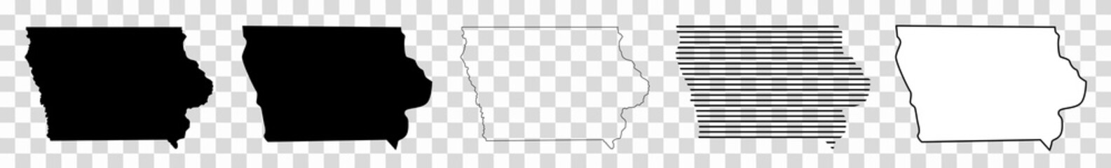 Wall Mural - iowa map black | state border | united states | us america | transparent isolated | variations