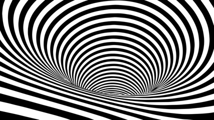 Aufkleber - Black and white abstract wormhole. Optical illusion. Twisted vector illustration. 3D tunnel.