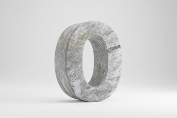 Wall Mural - Stone 3d number 0. Rock textured number isolated on white background. 3d rendered stone font character.