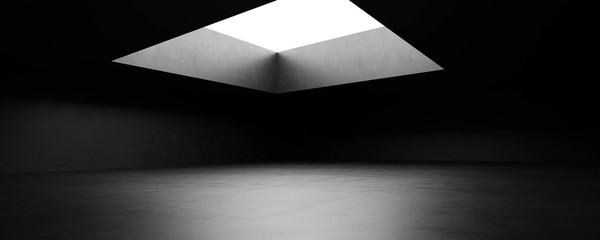 Poster - dark concrete building light grunge basement design 3d background illustration rendering
