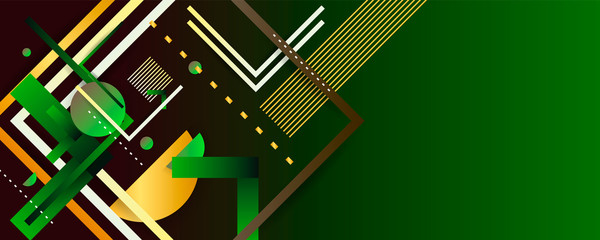 Aufkleber - Abstract art gold design dark background universal dressing luminous shiny color golden lines and geometric elements